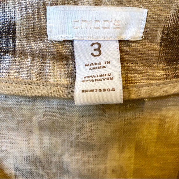 Chico’s Linen Blend Jacket Metallic Animal Print XL - Picture 6 of 8